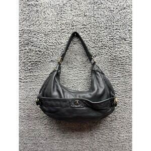 Marc Jacobs Authentic Womens Leather Turn Lock Hobo Shoulder Bag Black 13.5 x 6